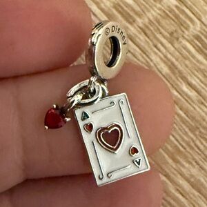 Pandora Silver Ace of Hearts Dangle Charm with Red Accents
